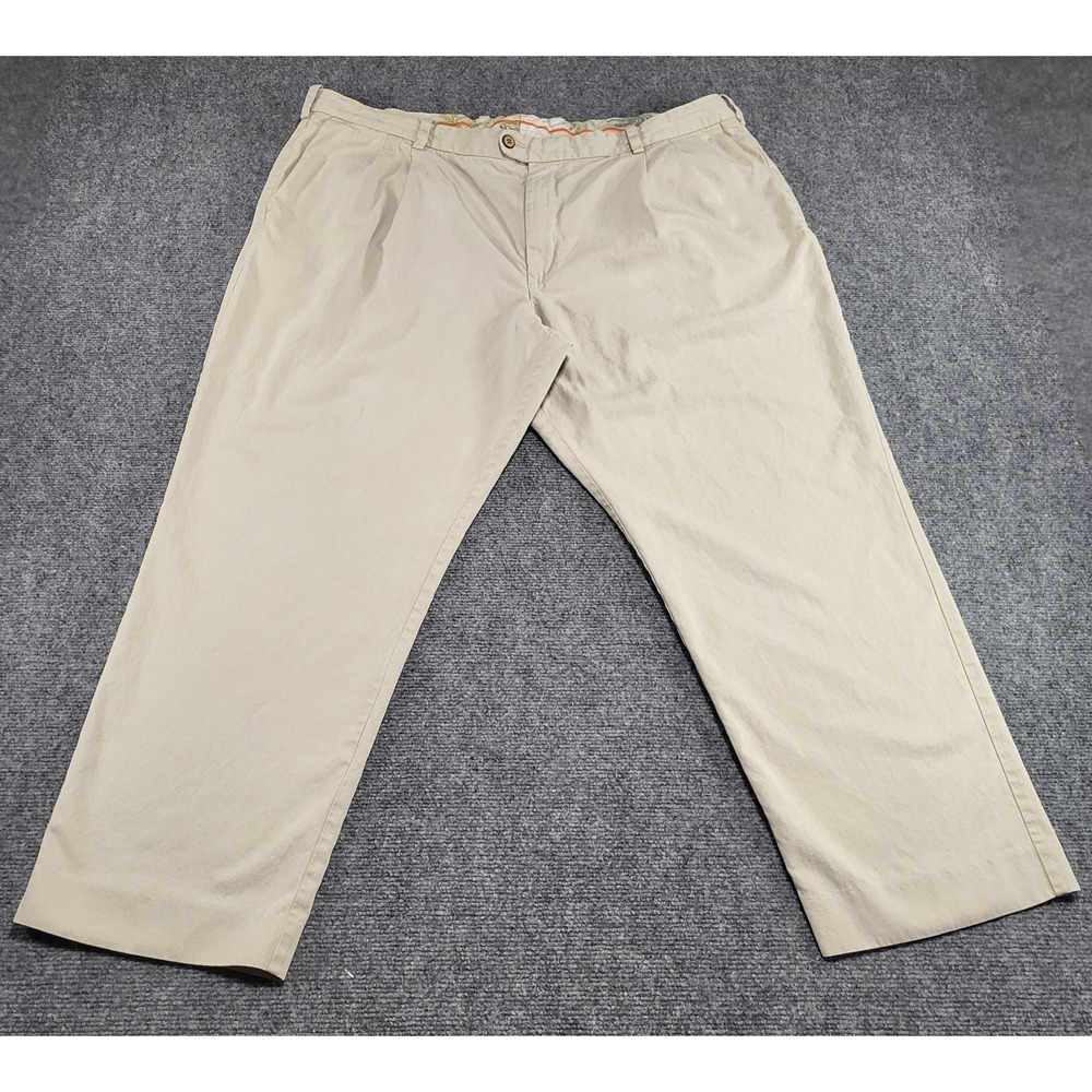 Tommy Bahama Golf Pants Havana Herringbone Beige Cotton Silk Men's Size 46 x 30